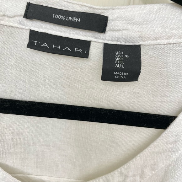 SALE! Tahari White & Grey Linen Button - Down Shirt. - Picture 2 of 7